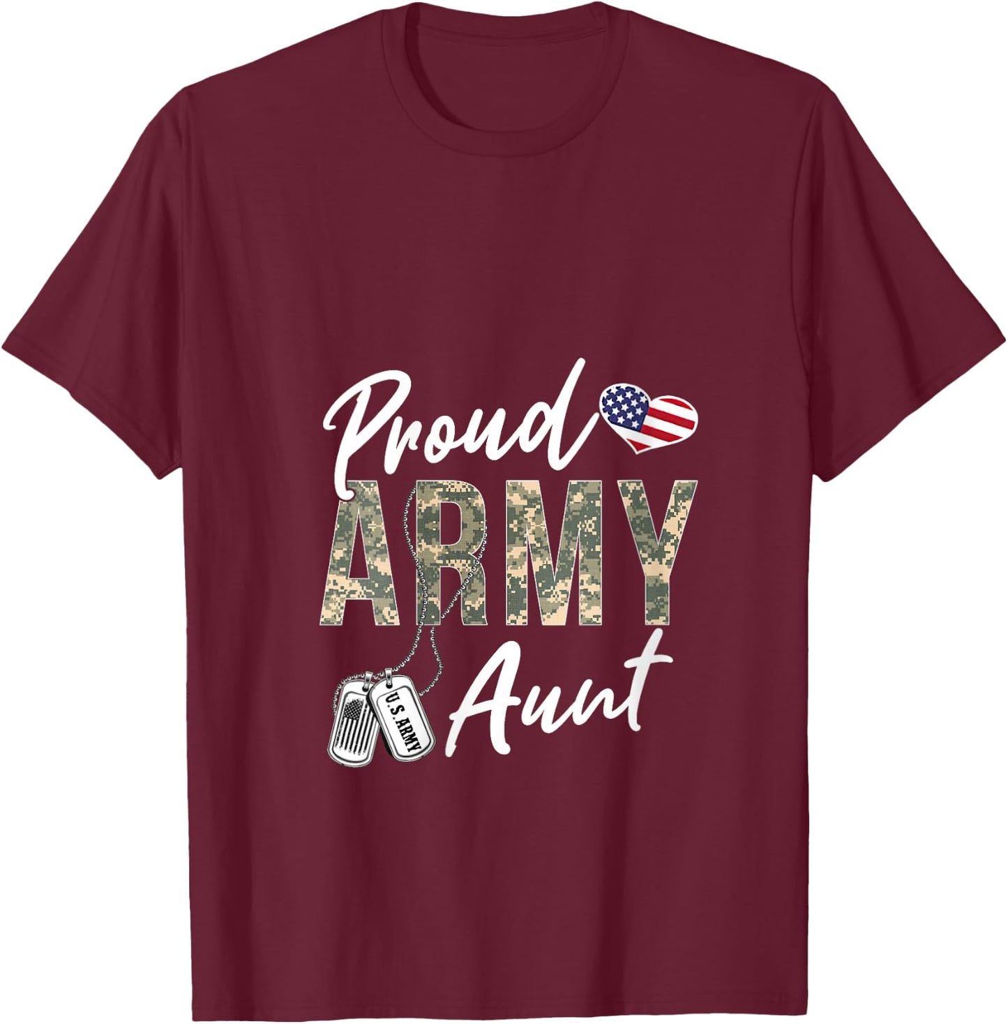 Proud Army Aunt Army Graduation Aunt US Army Aunt Gifts V-Neck T-Shirt - T-Shirt | Maroon