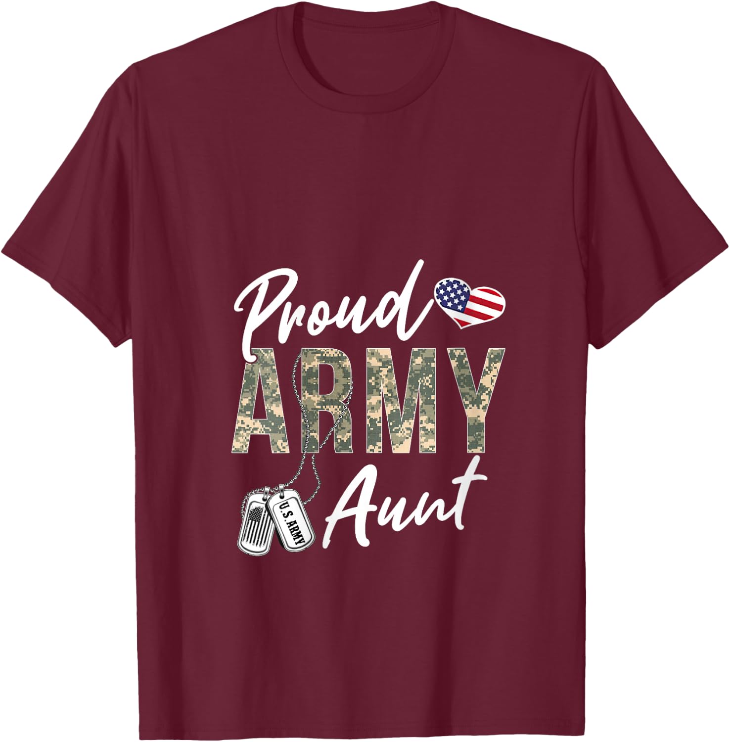 Proud Army Aunt Army Graduation Aunt US Army Aunt Gifts V-Neck T-Shirt - T-Shirt | Maroon