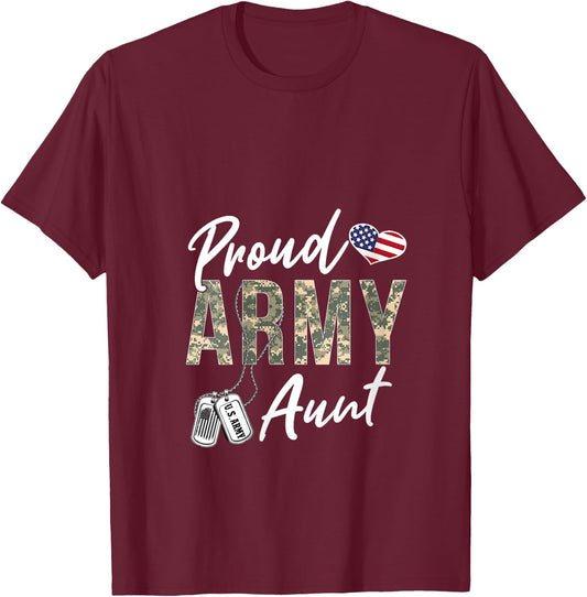 Proud Army Aunt Army Graduation Aunt US Army Aunt Gifts V-Neck T-Shirt - T-Shirt | Maroon