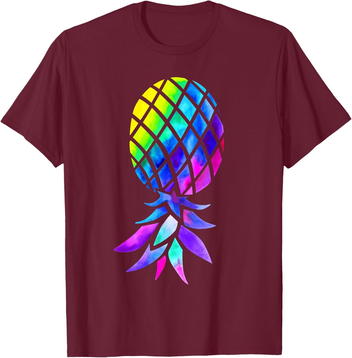 Colourful Inverted Pineapple Swinger Polyamory T-Shirt - T-Shirt | Maroon