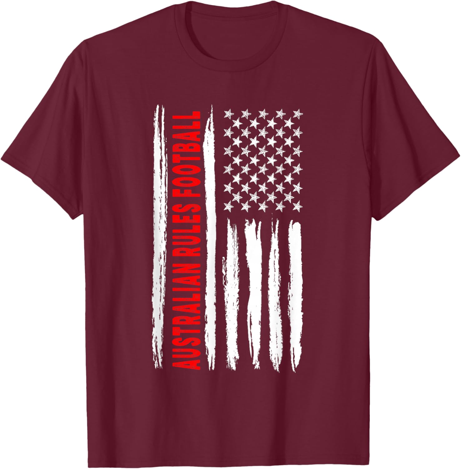 USA US American Flag Australian Rules Football T-Shirt - T-Shirt | Maroon