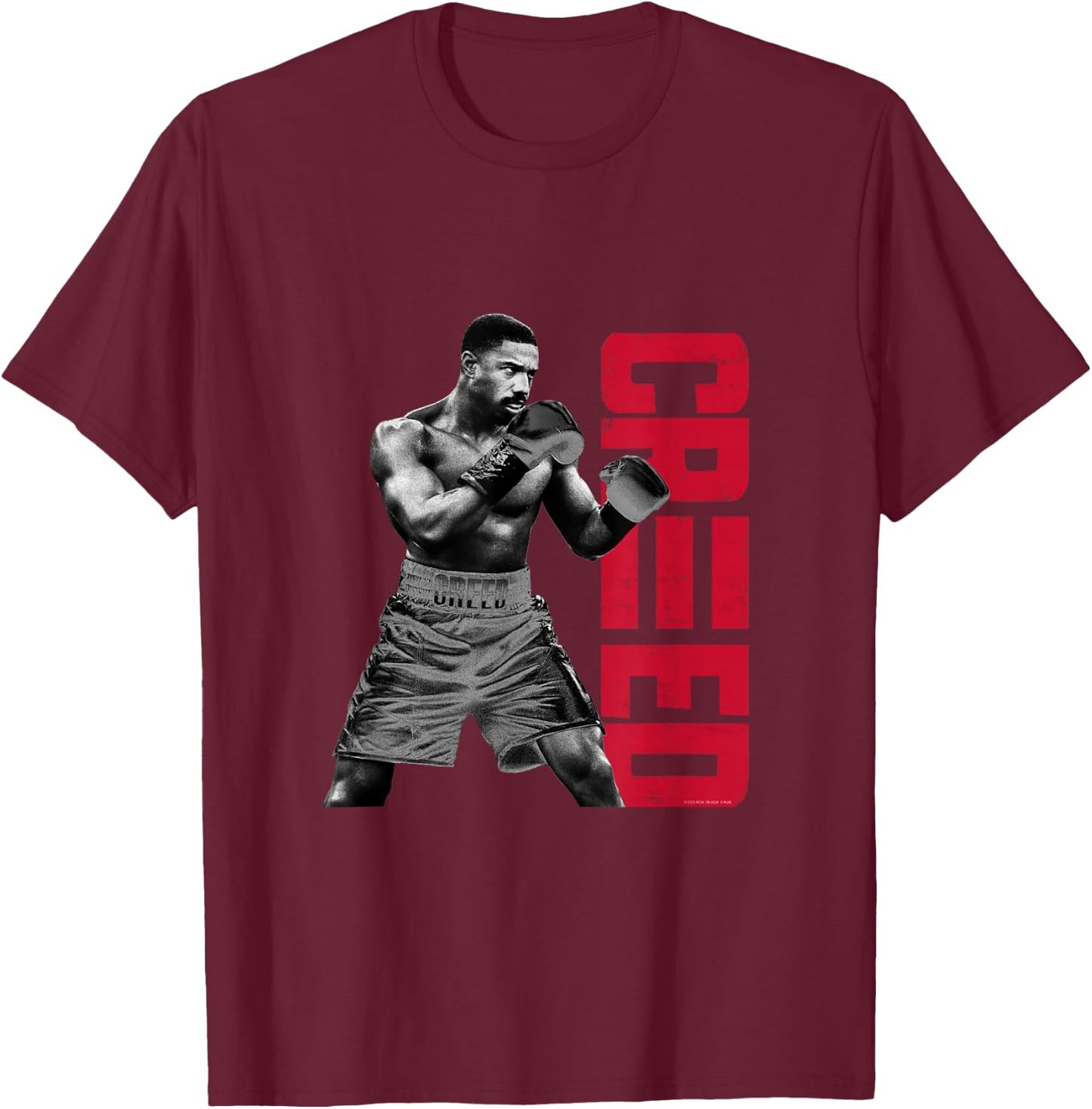 Adonis Creed Pose with Vertical Logo red Small T-Shirt - T-Shirt | Maroon
