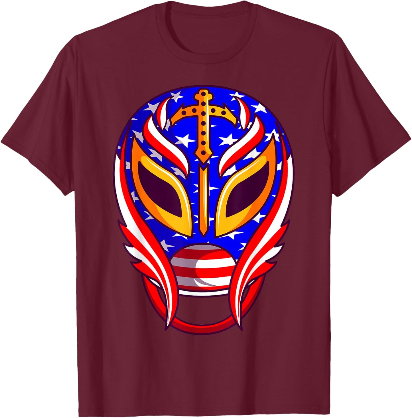 Mexican Wrestling Mask T-Shirt - T-Shirt | Maroon
