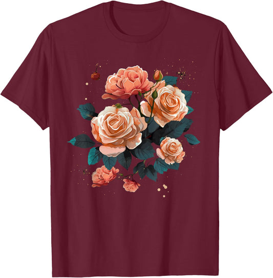 Bouquet of Roses on Rose flowers T-Shirt - T-Shirt | Maroon