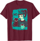 Dark At Heart Punk Goth Girl Says No With Cat And Coffee T-Shirt - T-Shirt | Maroon