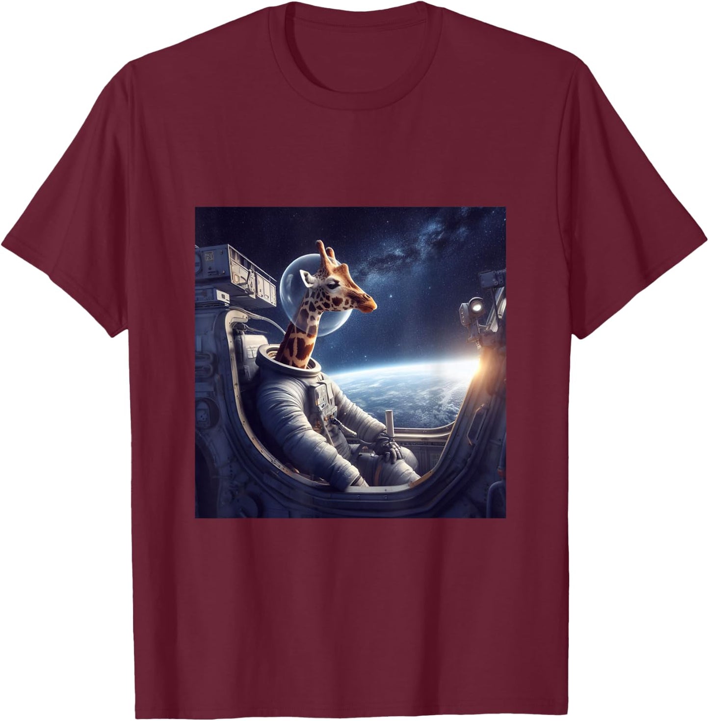 Spaced Giraffe T-Shirt - T-Shirt | Maroon