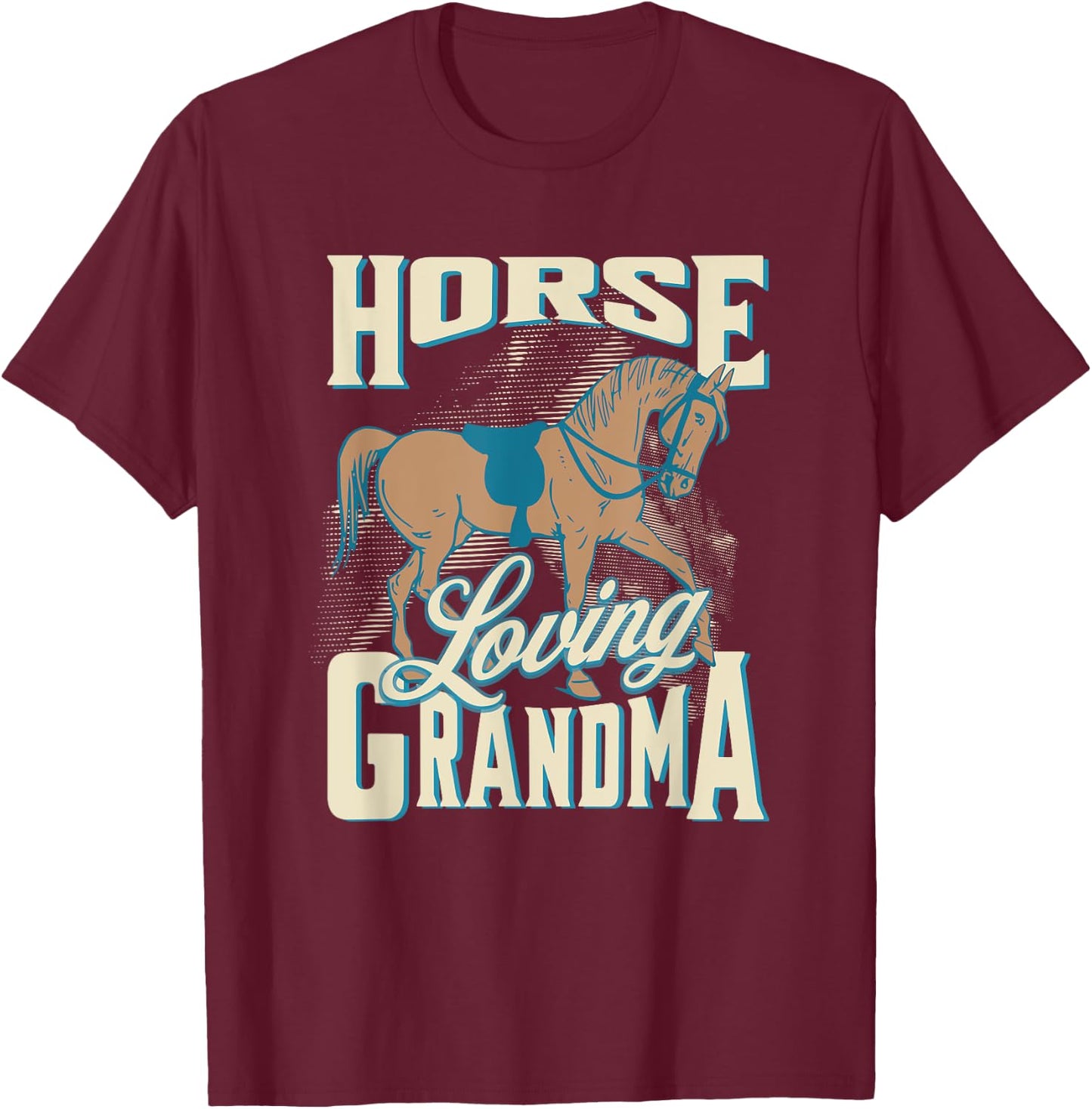 Horse Loving Grandma Grandmother Design T-Shirt - T-Shirt | Maroon