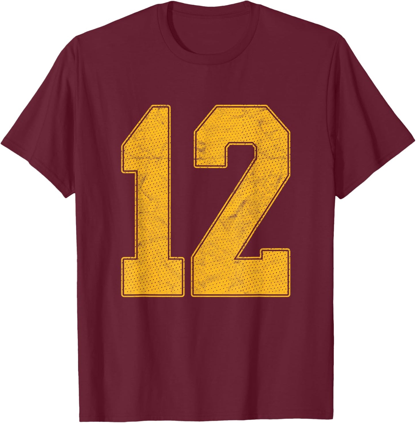 Number 12 Numbered Uniform Sports Team Jersey 12th Birthday T-Shirt - T-Shirt | Maroon