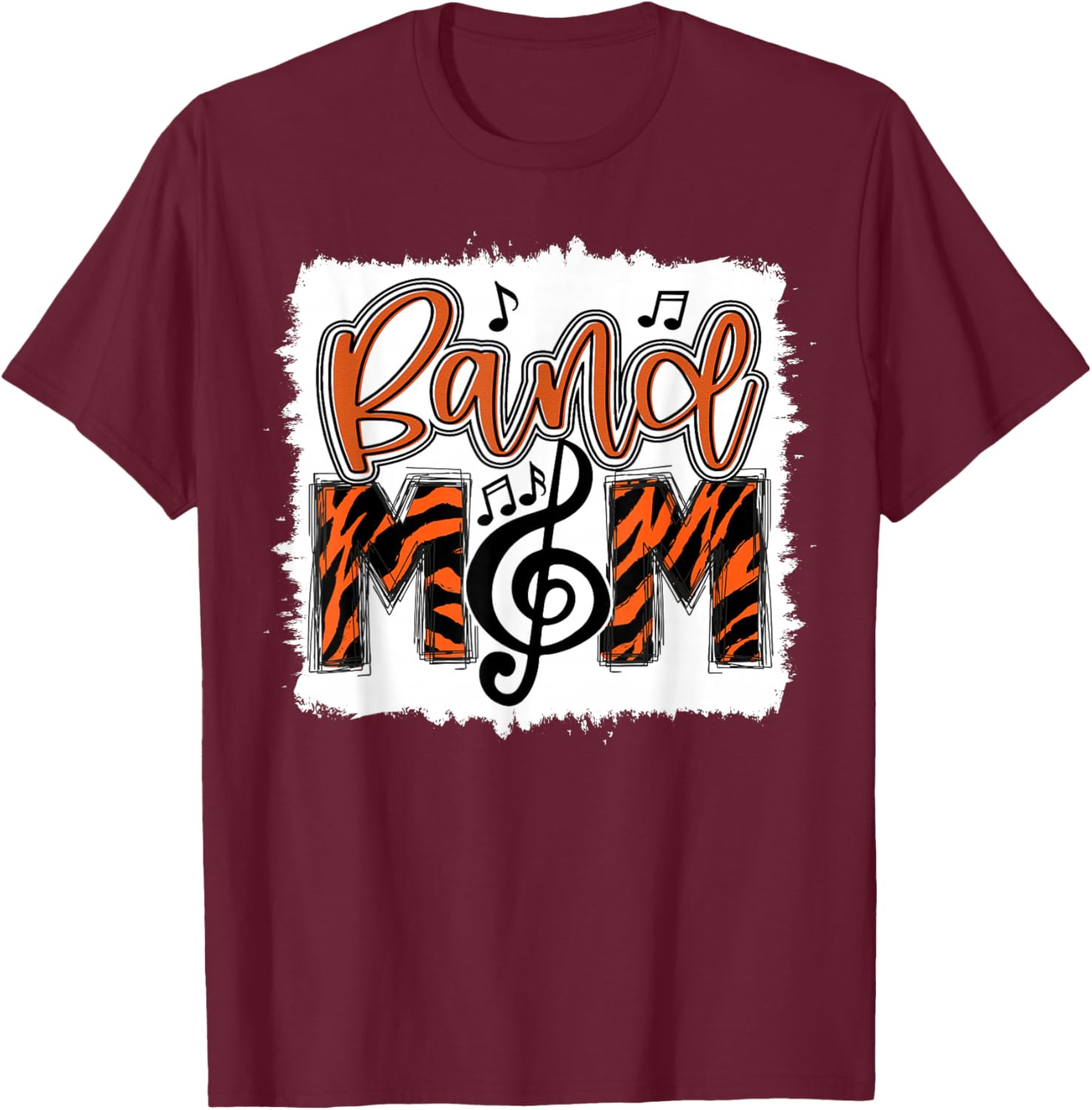 Band Mom 2026 Marching Tiger Print Class of 2026 Senior T-Shirt - T-Shirt | Maroon