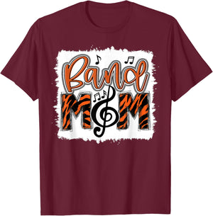 Band Mom 2026 Marching Tiger Print Class of 2026 Senior T-Shirt - T-Shirt | Maroon