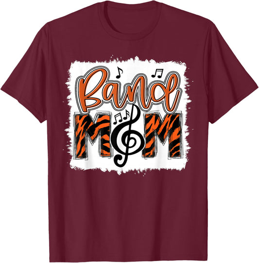 Band Mom 2026 Marching Tiger Print Class of 2026 Senior T-Shirt - T-Shirt | Maroon