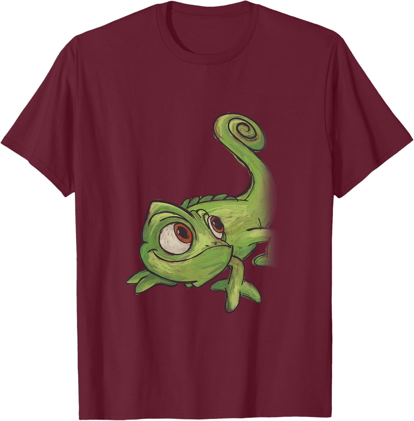 Kids Disney Tangled Pascal Adorable Chameleon Color Sketch Icon T-Shirt - T-Shirt | Maroon