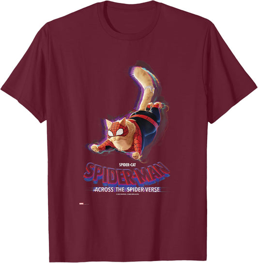 Marvel Spider-Man Across The Spider-Verse Part 1 Spider-Cat T-Shirt - T-Shirt | Maroon