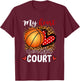 My Heart Is On That Court Basketball Leopard Pattern Ball T-Shirt - T-Shirt | Maroon