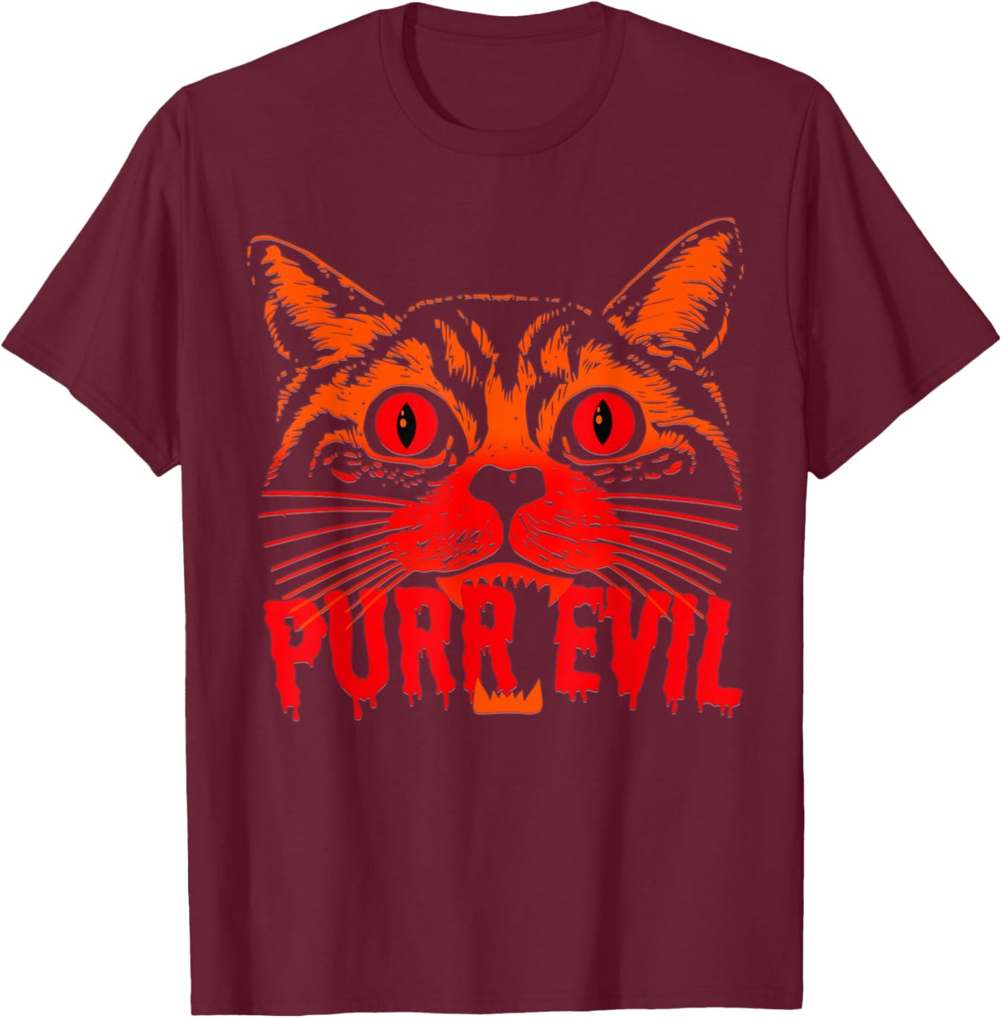 Purr Evil Satanic Cat Spooky design for Halloween Men Women T-Shirt - T-Shirt | Maroon