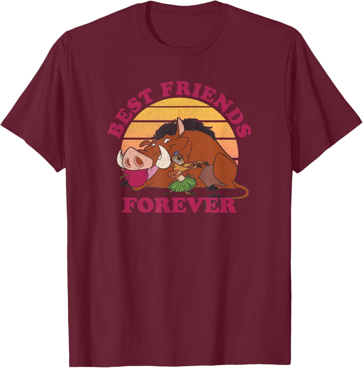 Disney Lion King Timon & Pumbaa Luau Best Friends Forever T-Shirt - T-Shirt | Maroon