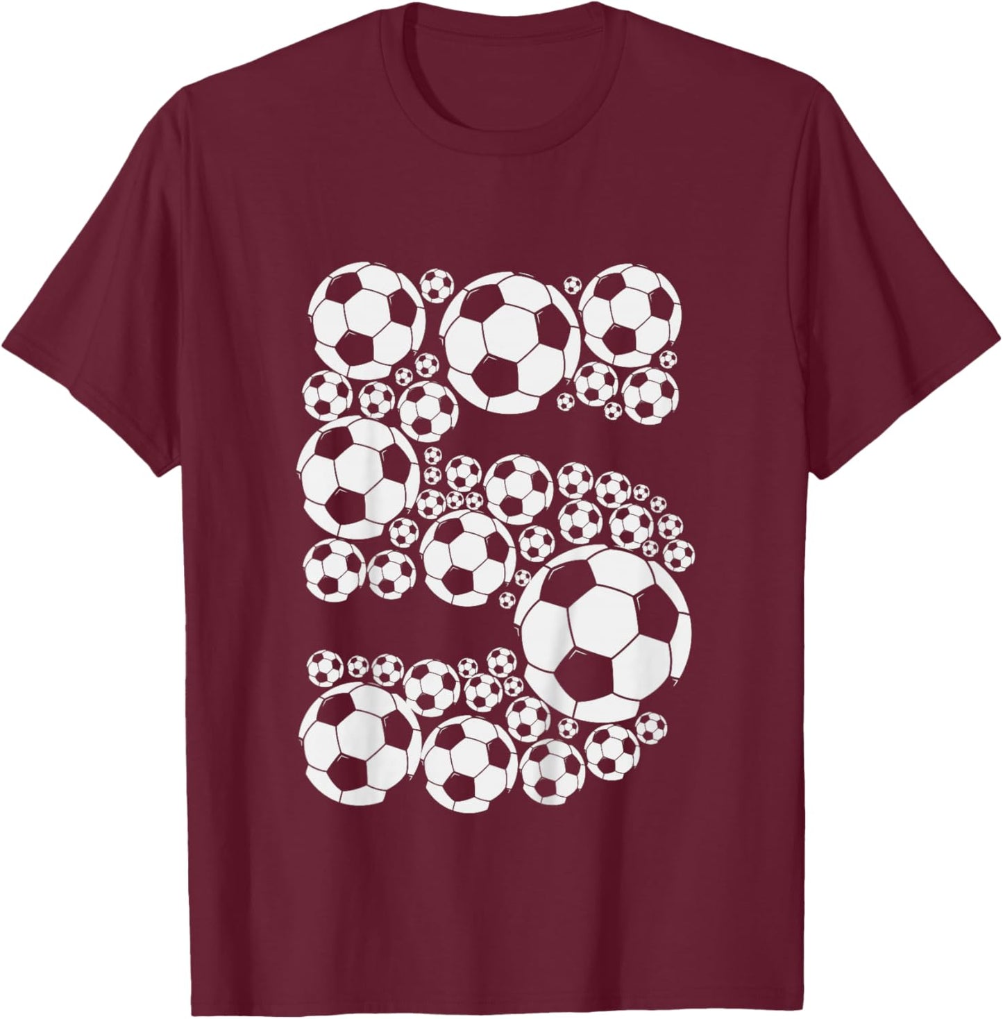 Graphic Soccer 5th Birthday Boys 5 Years T-Shirt - T-Shirt | Maroon