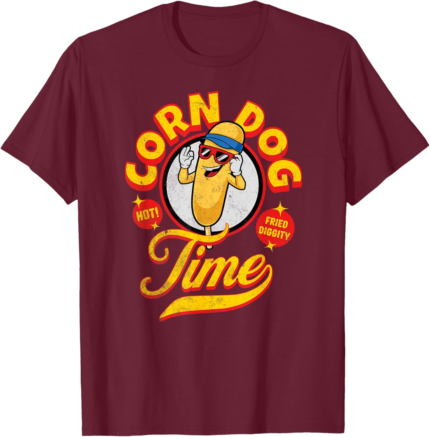 Corn Dog Carnival Food Fried Corndog Lover Men Women Girls Kids T-Shirt - T-Shirt | Maroon