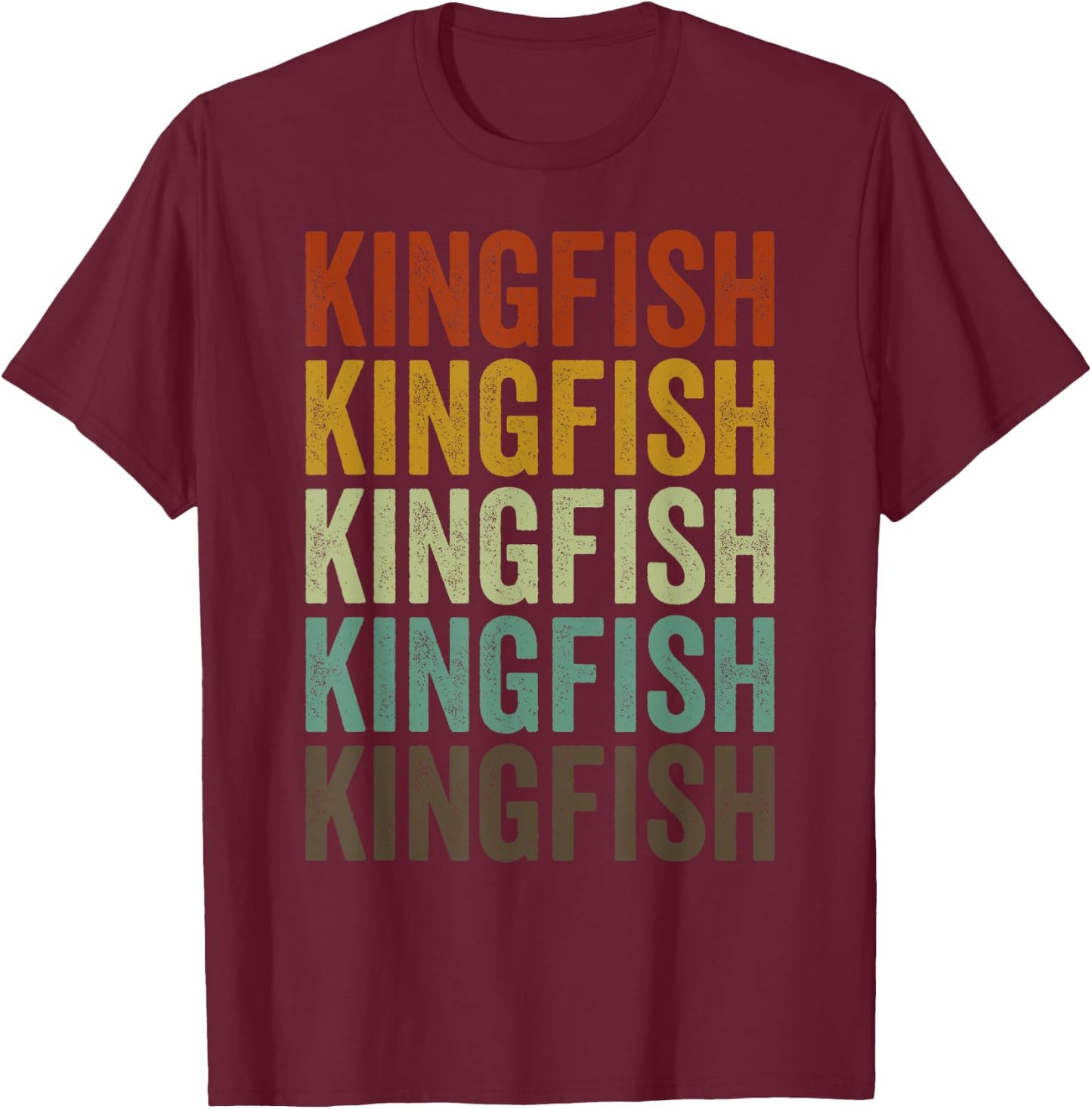 Kingfish Fish Retro T-Shirt - T-Shirt | Maroon