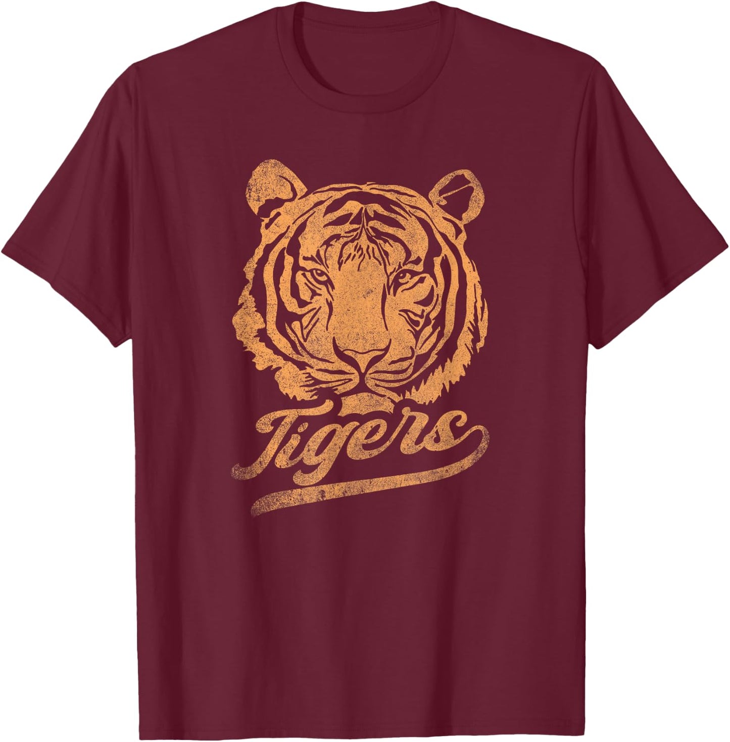 Easy Tiger Distressed Casual-Chic Graphic T-Shirt - T-Shirt | Maroon