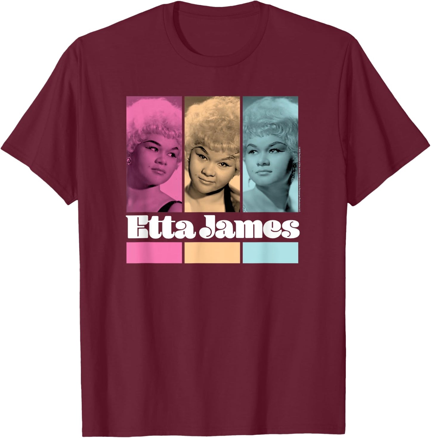Etta James - Black, Small, -Adults, Short Sleeve, Classic Fit, Cotton 100%, Music-Themed T-Shirt - T-Shirt | Maroon