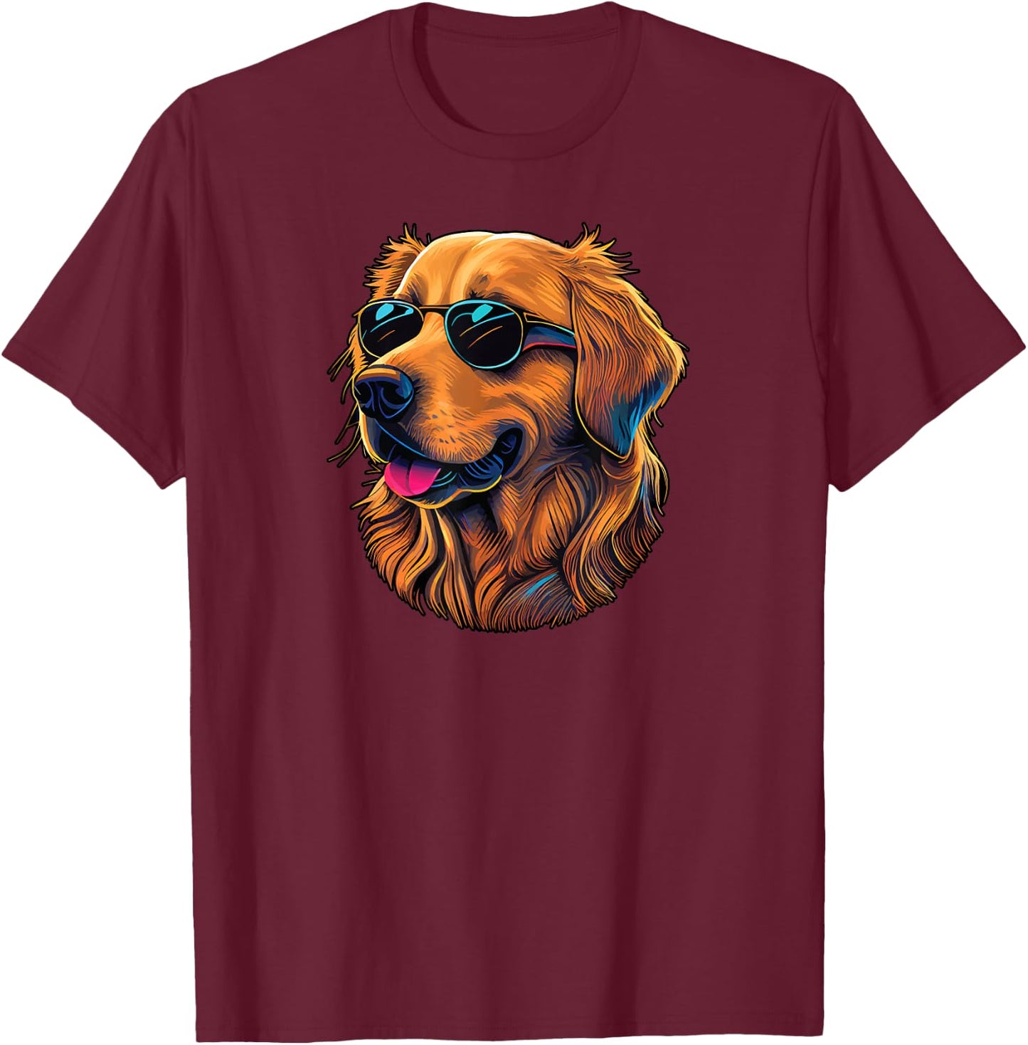 Dad Mom Cool Dog Sunglasses - Golden Retriever Women T-Shirt - T-Shirt | Maroon