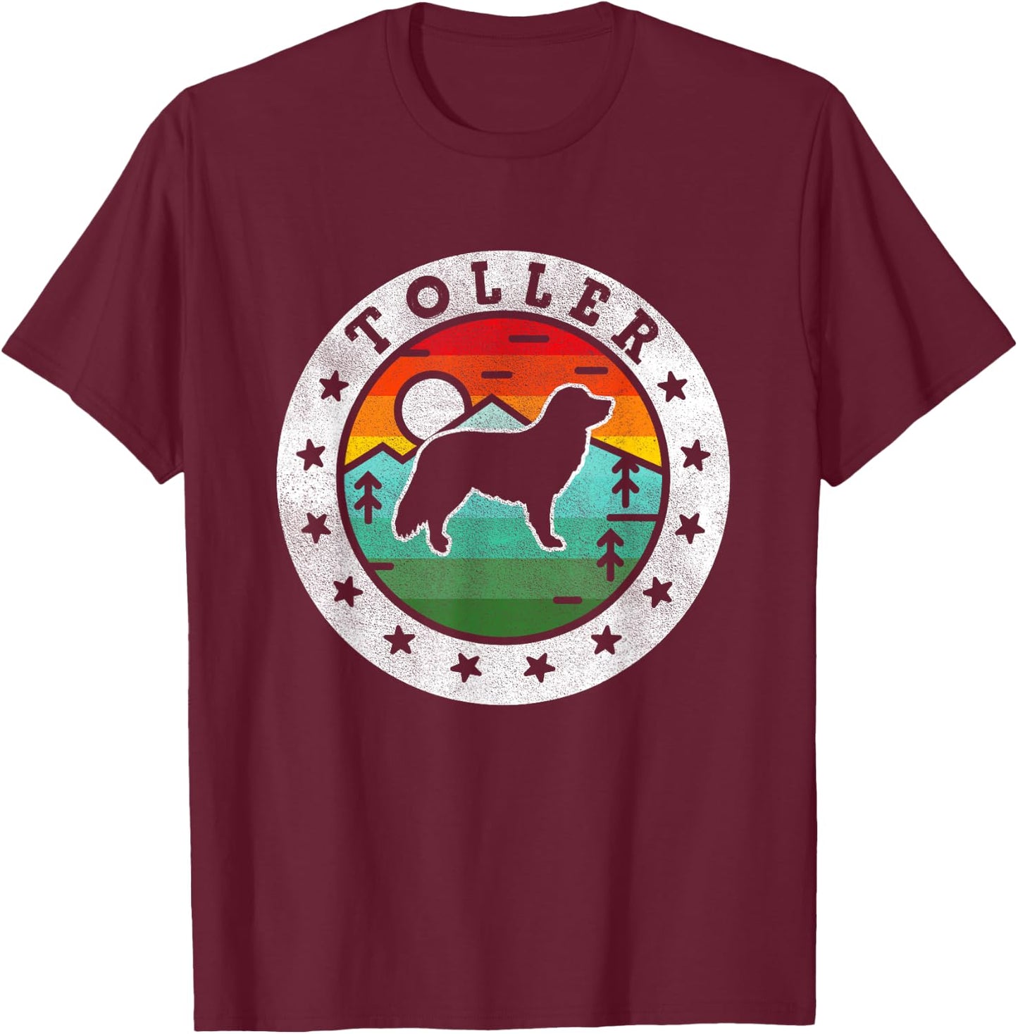 Vintage Nova Scotia Duck Tolling Retriever Toller Retro Dog T-Shirt - T-Shirt | Maroon