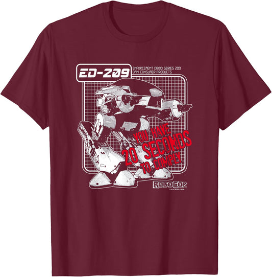 Robocop ED 209 - Black - Men's - Small - Short Sleeve - Modern Cartoon T-Shirt - T-Shirt | Maroon