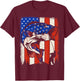 Men Bass Fishing American Flag Patriotic 4th of July Fishing T-Shirt - T-Shirt | Maroon