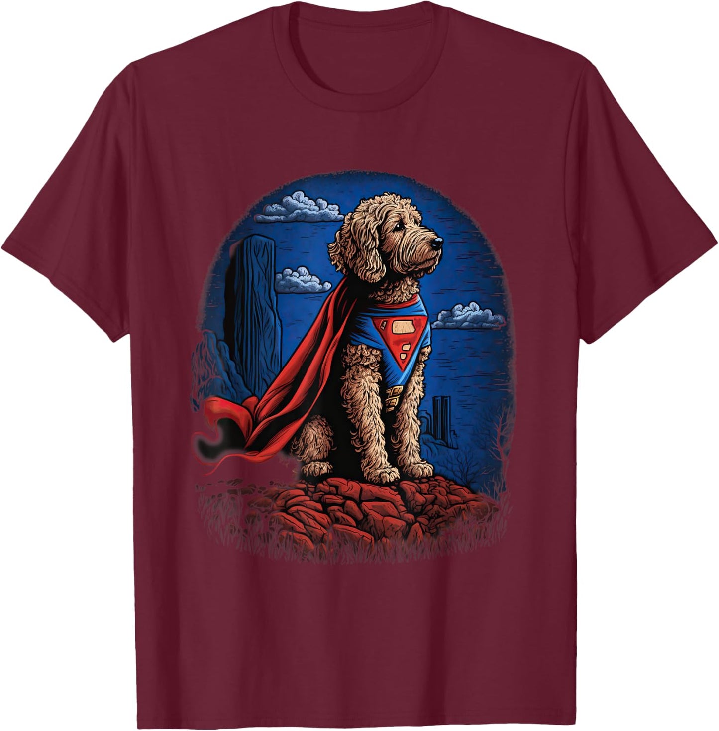 Super Power Superhero Labradoodle Dog Men Women Kids T-Shirt - T-Shirt | Maroon