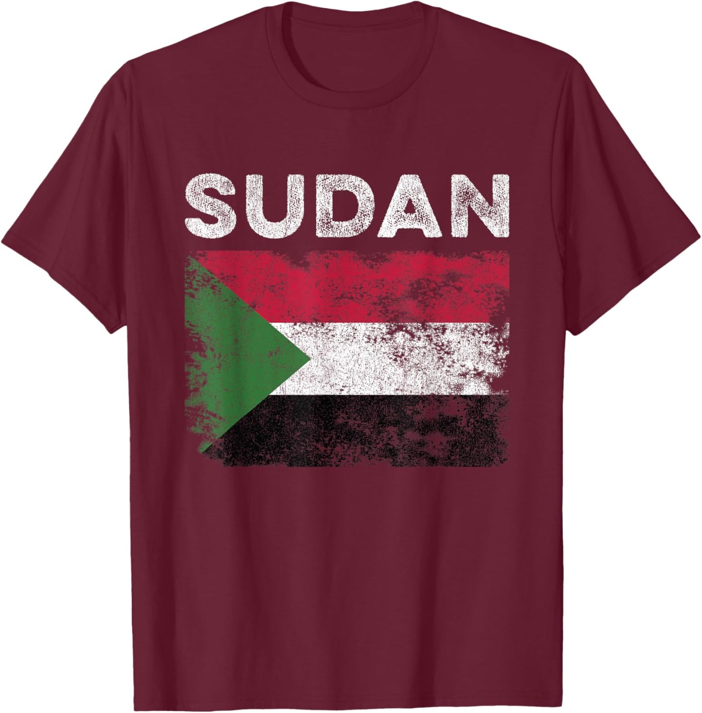 Sudan Flag Distressed - Men Women Kids - Sudanese Flag T-Shirt - T-Shirt | Maroon