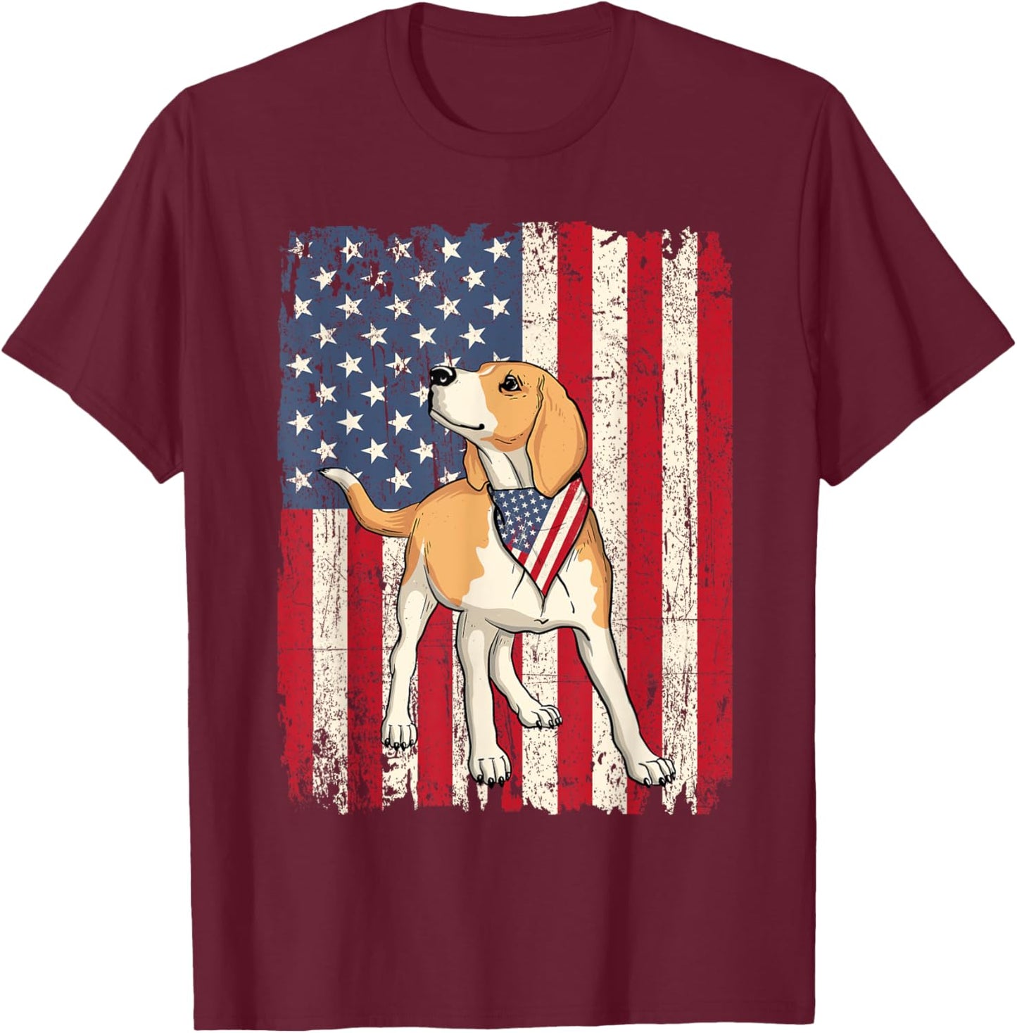 Beagle - American Flag 4th Of July Dog Trainer Puppy Lover T-Shirt - T-Shirt | Maroon