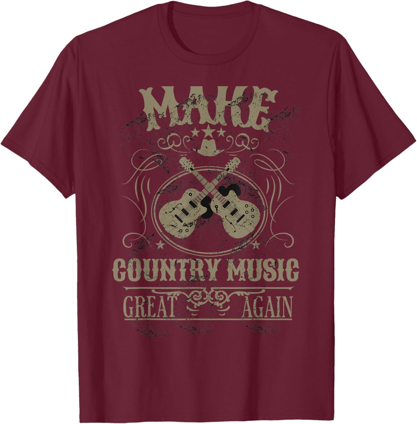 Make Country Music Great Again USA Vintage T-Shirt - T-Shirt | Maroon