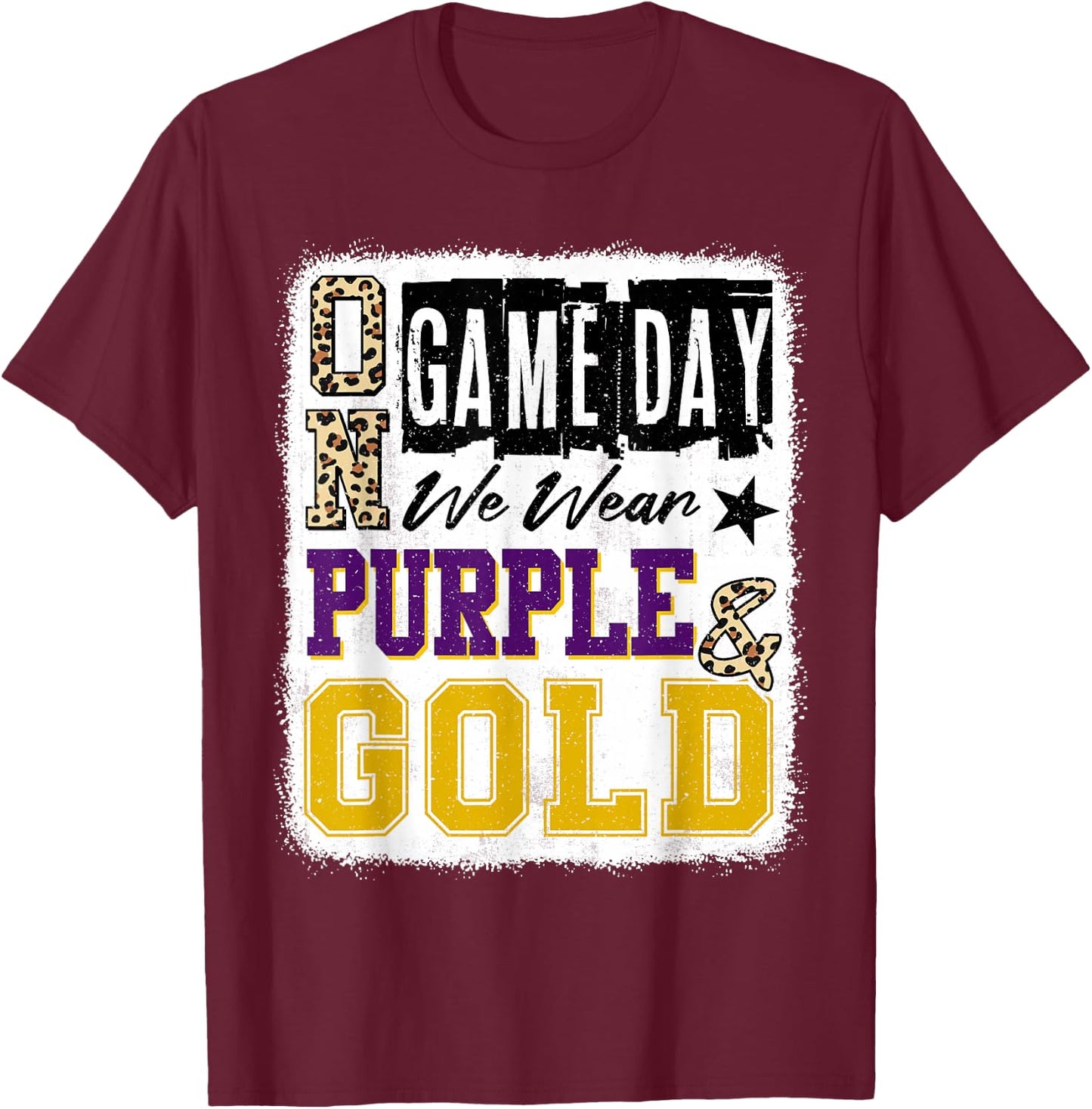 On Gameday Football We Wear Purple And Gold School Spirit T-Shirt - T-Shirt | Maroon
