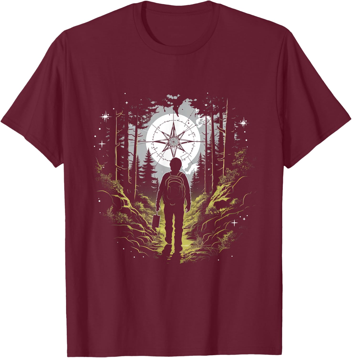 Geocaching Nature Compass Adventure T-Shirt - T-Shirt | Maroon