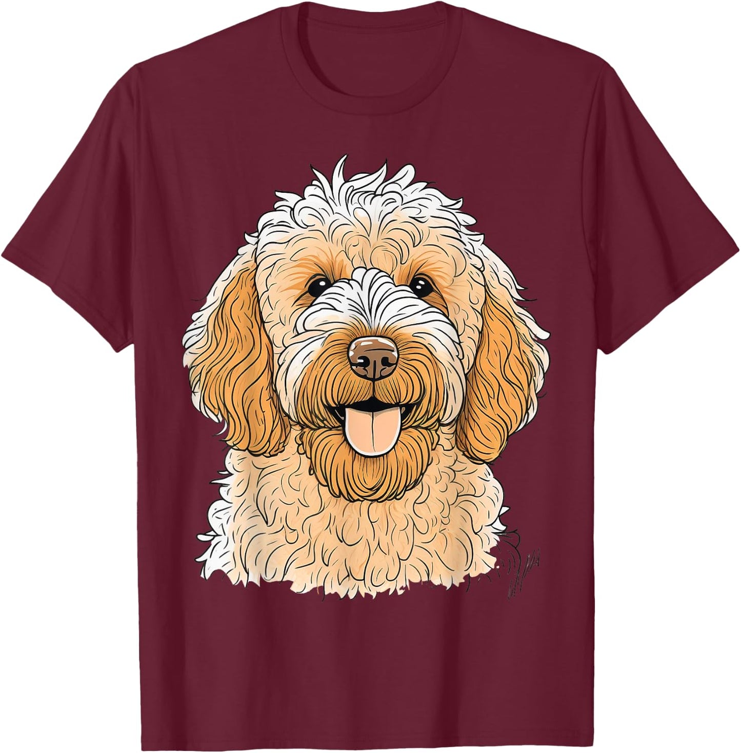 Cute Goldendoodle Dog on Golden Doodle Lover Men Women Kids T-Shirt - T-Shirt | Maroon