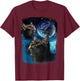 Cats Howl at Moon Funny Vintage Three Cat Howling Wolf Meme T-Shirt - T-Shirt | Maroon