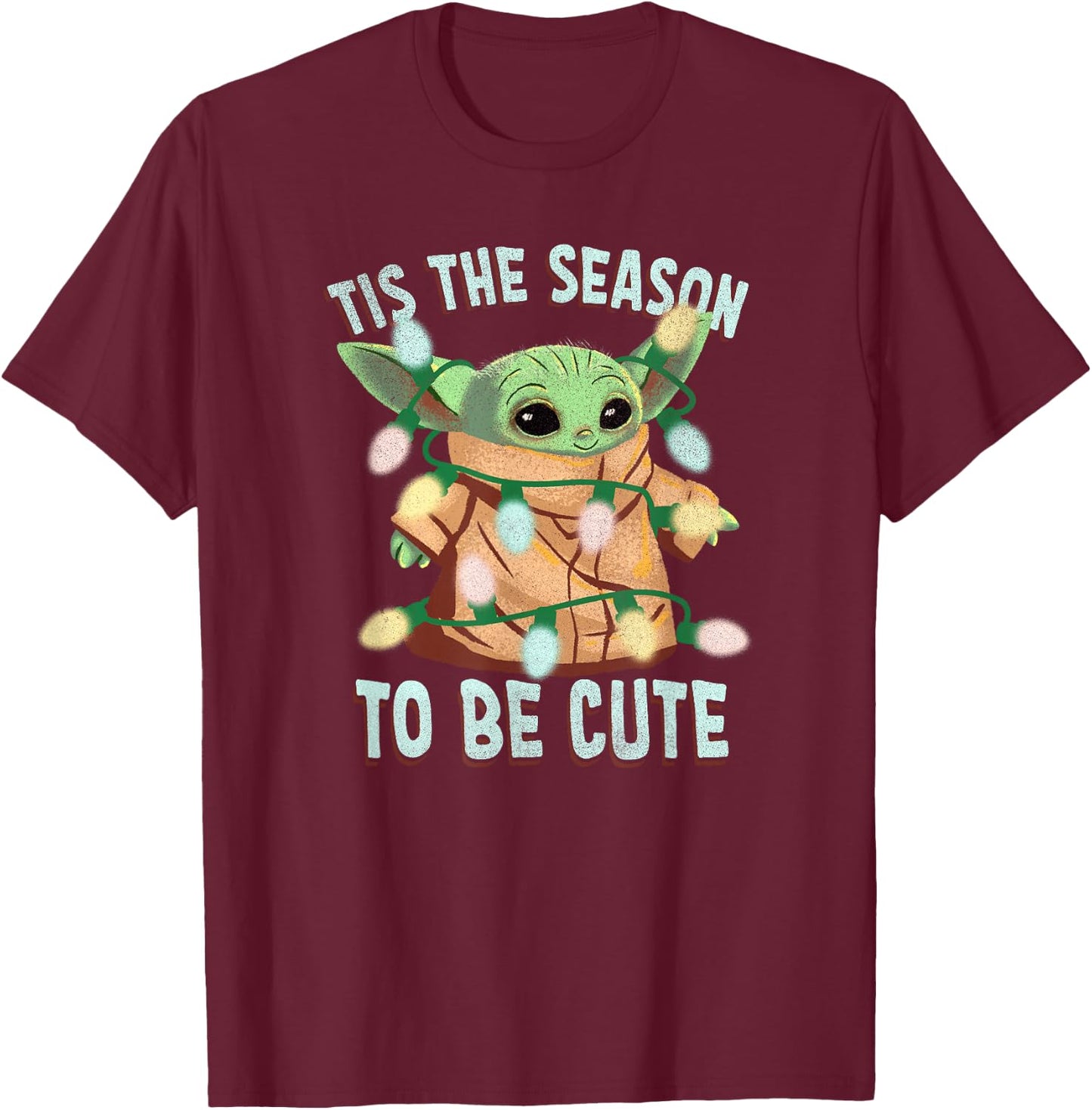 Star Wars: The Mandalorian Christmas Grogu Tis The Season T-Shirt - T-Shirt | Maroon