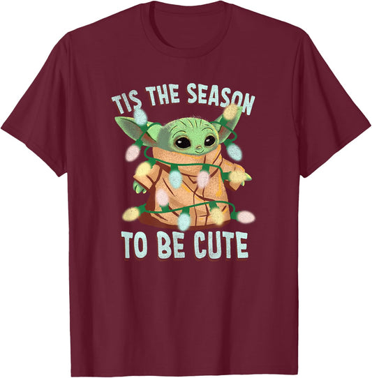 Star Wars: The Mandalorian Christmas Grogu Tis The Season T-Shirt - T-Shirt | Maroon