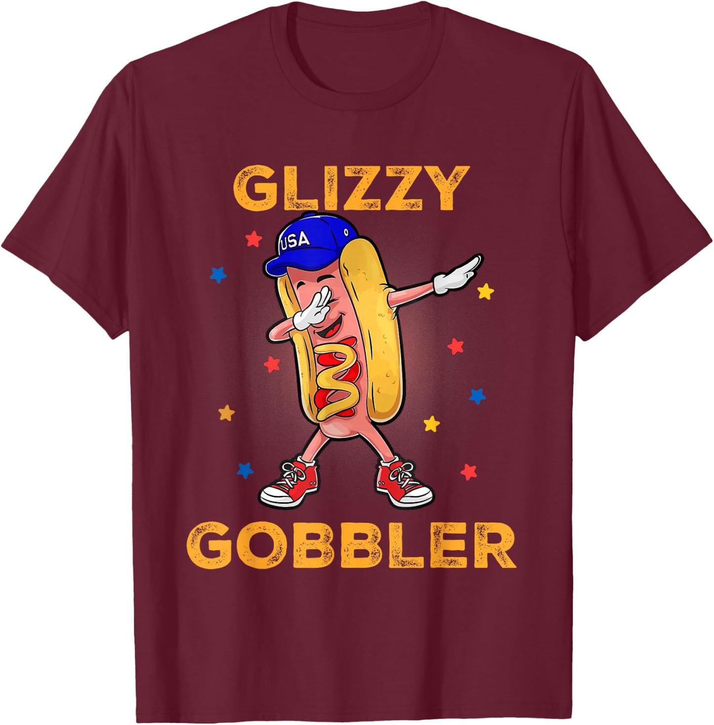 Funny Glizzy Gobbler Hotdog Men Women T-Shirt - T-Shirt | Maroon