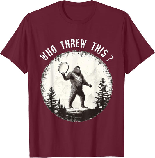 Dirhame Disc Golf Funny Bigfoot , Black, Small T-Shirt - T-Shirt | Maroon