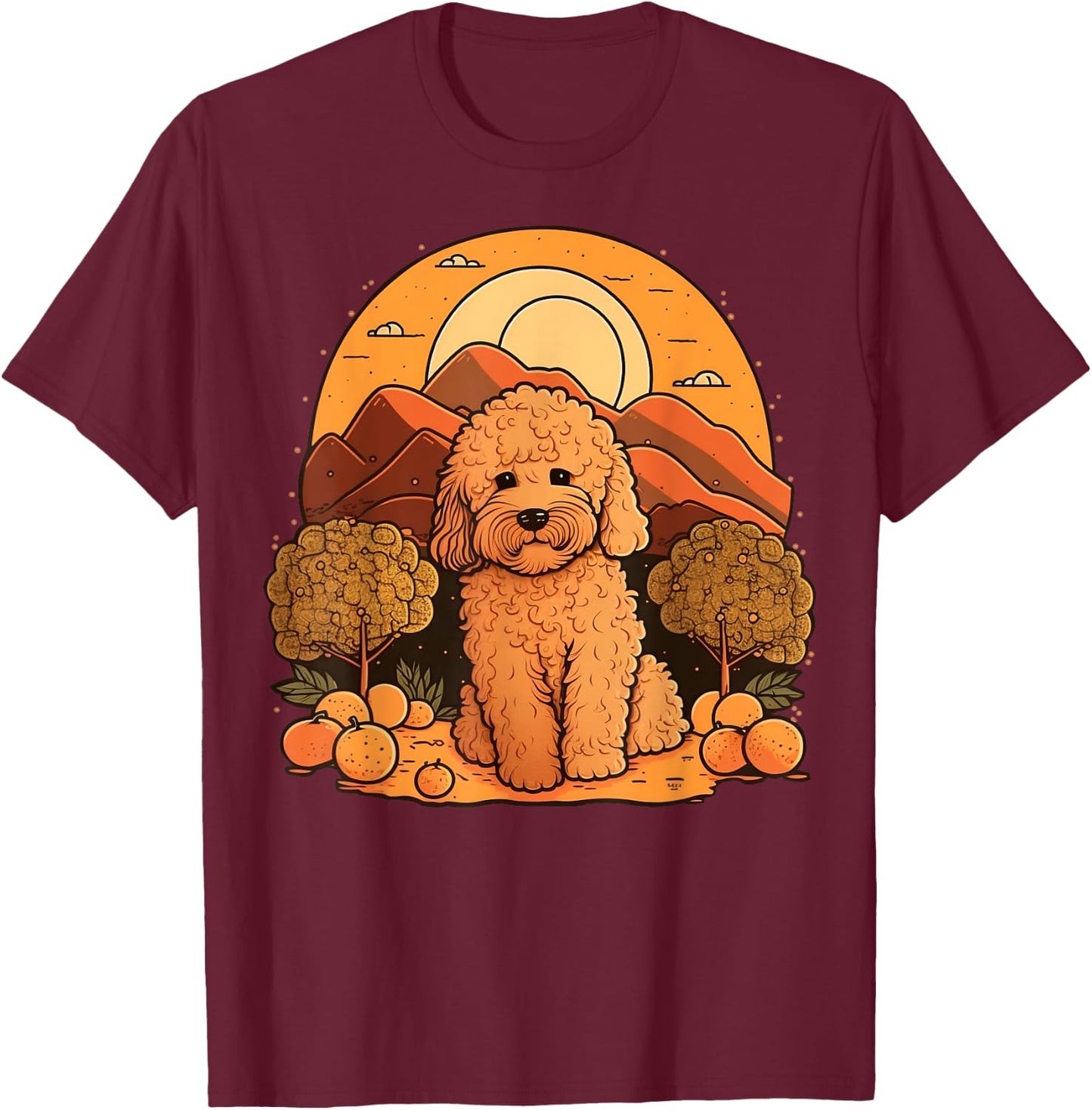 Cute Goldendoodle Dog on Golden Doodle Lover Women Kids T-Shirt - T-Shirt | Maroon