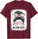 CNA Life Bleached Shirts Flower Messy Bun CnaLife T-Shirt - T-Shirt | Maroon