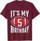 Kids 5 Years Old American Football 5th Birthday Boy Retro Style T-Shirt - T-Shirt | Maroon