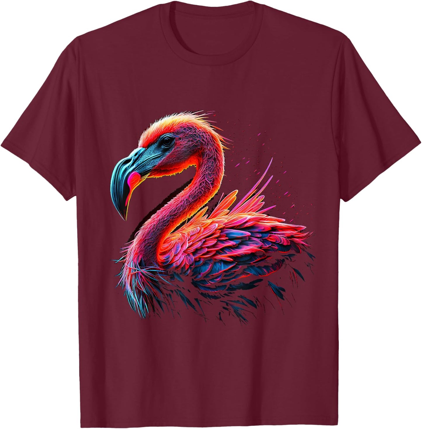 Flamingo Animal Lover Art Colourful Animal Print Flam T-Shirt - T-Shirt | Maroon