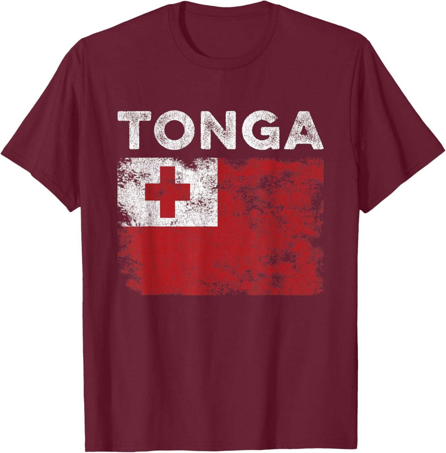 Tonga Flag Distressed - Men Women Kids - Tongan Flag T-Shirt - T-Shirt | Maroon