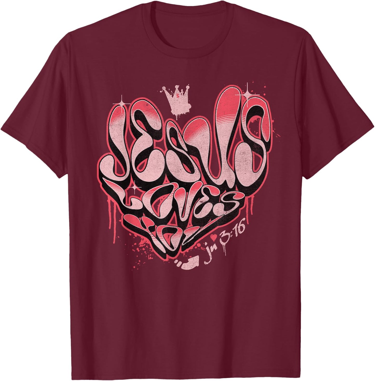 Jesus Loves You Christian Shirt - John 316 Bible Verse Heart T-Shirt - T-Shirt | Maroon