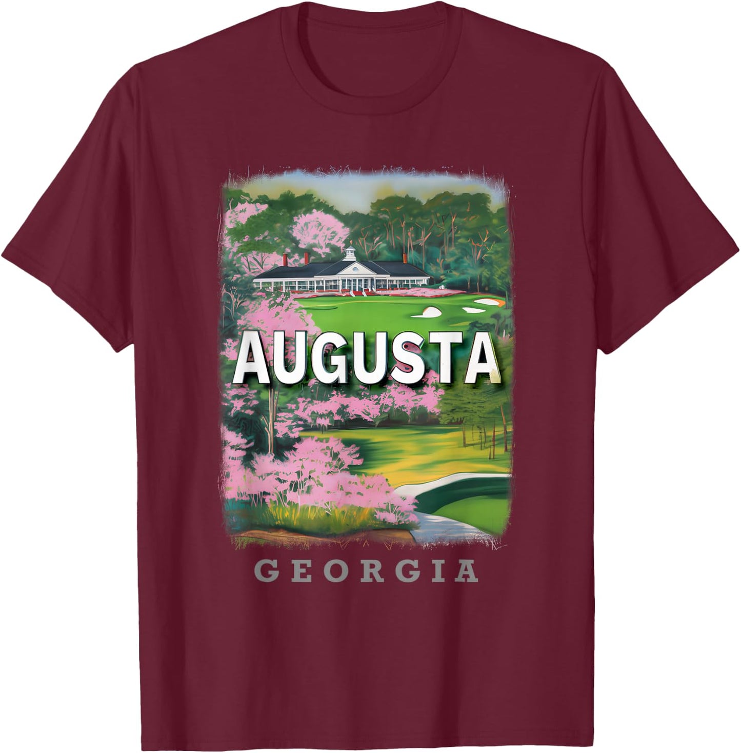 Augusta Georgia GA Golfing Paradise SD843 T-Shirt - T-Shirt | Maroon