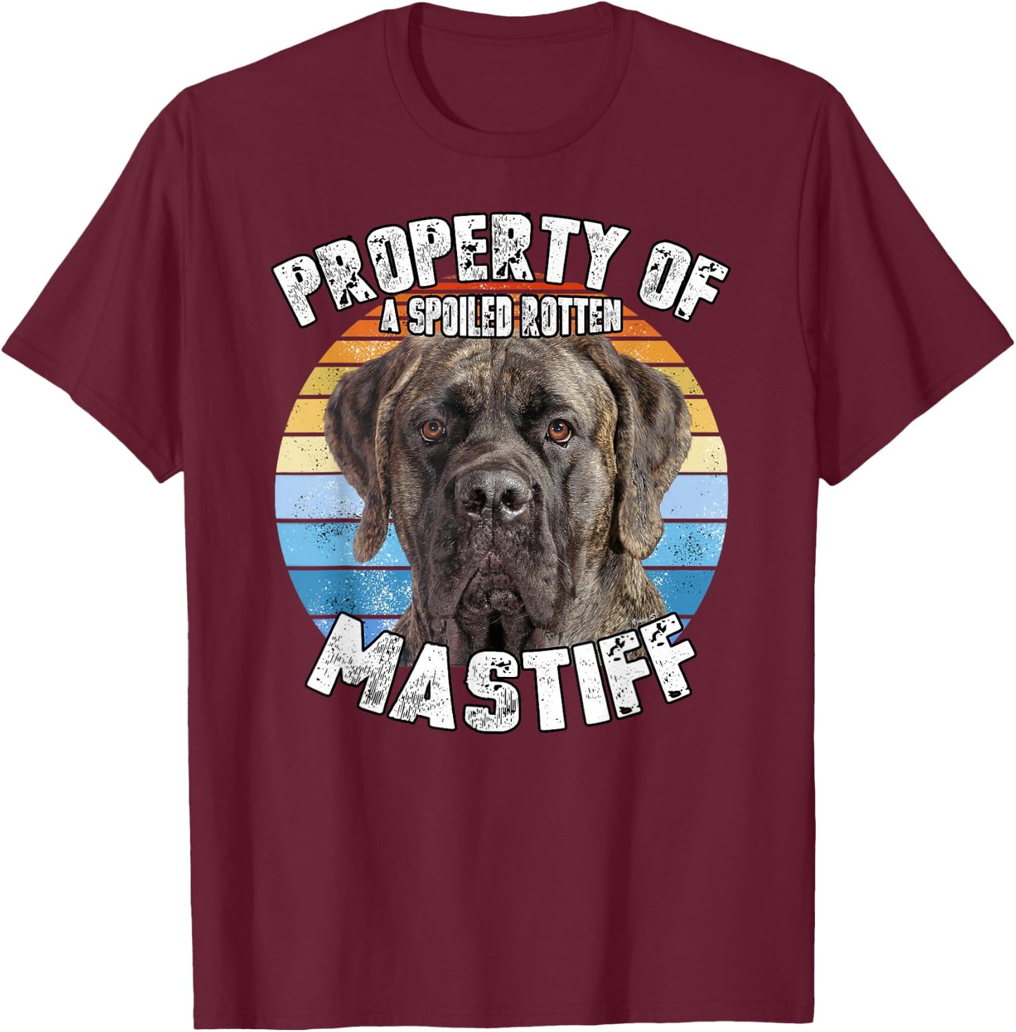 Kitana Mastiff Brindle Retro Property Of T-Shirt - T-Shirt | Maroon