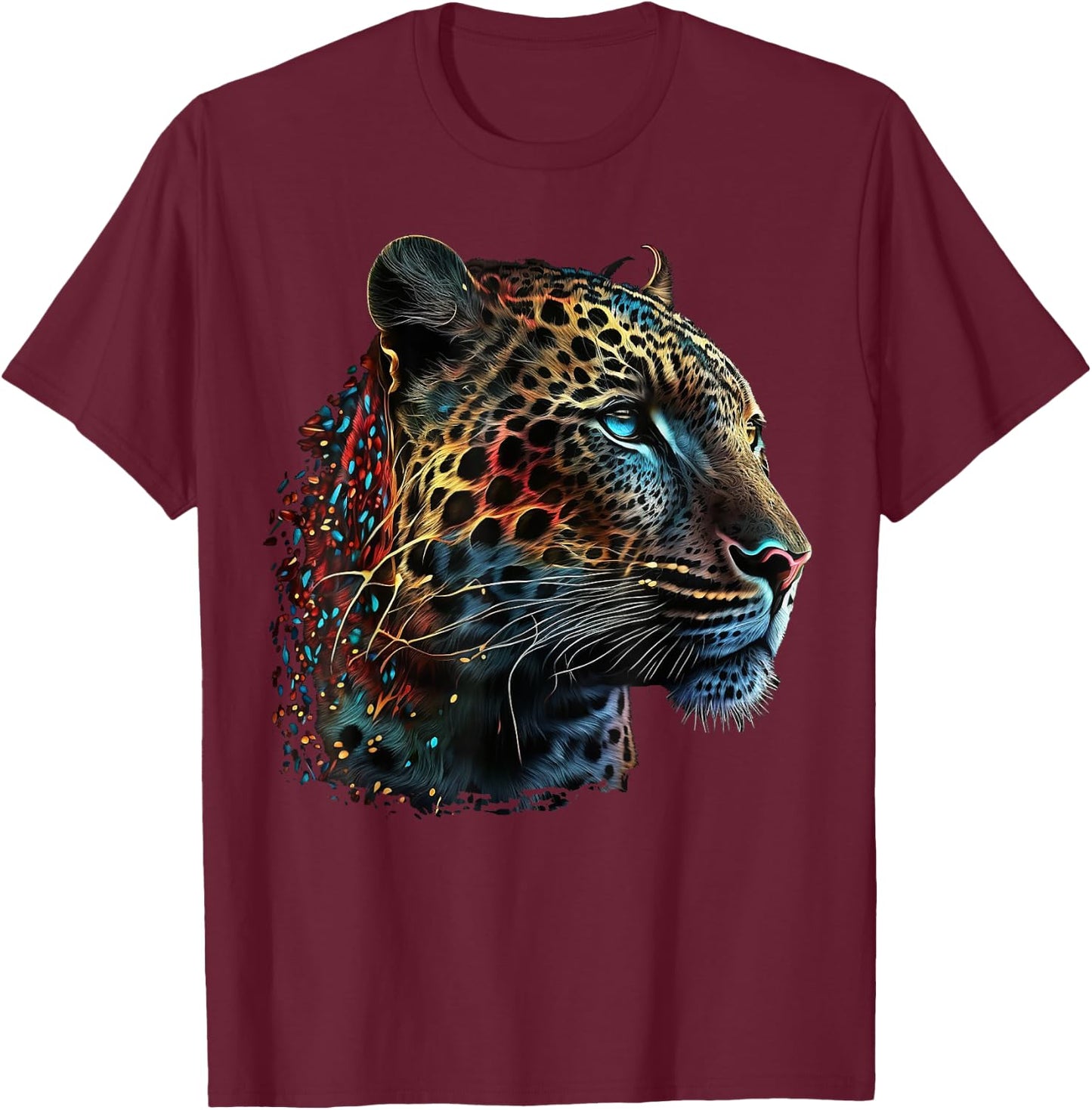 Leopard art animals print motif leopard T-Shirt - T-Shirt | Maroon